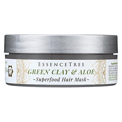 Green Clay Superfood Hair Mask with Raw Honey, Aloe and Apple Cider Vinegar - EssenceTree